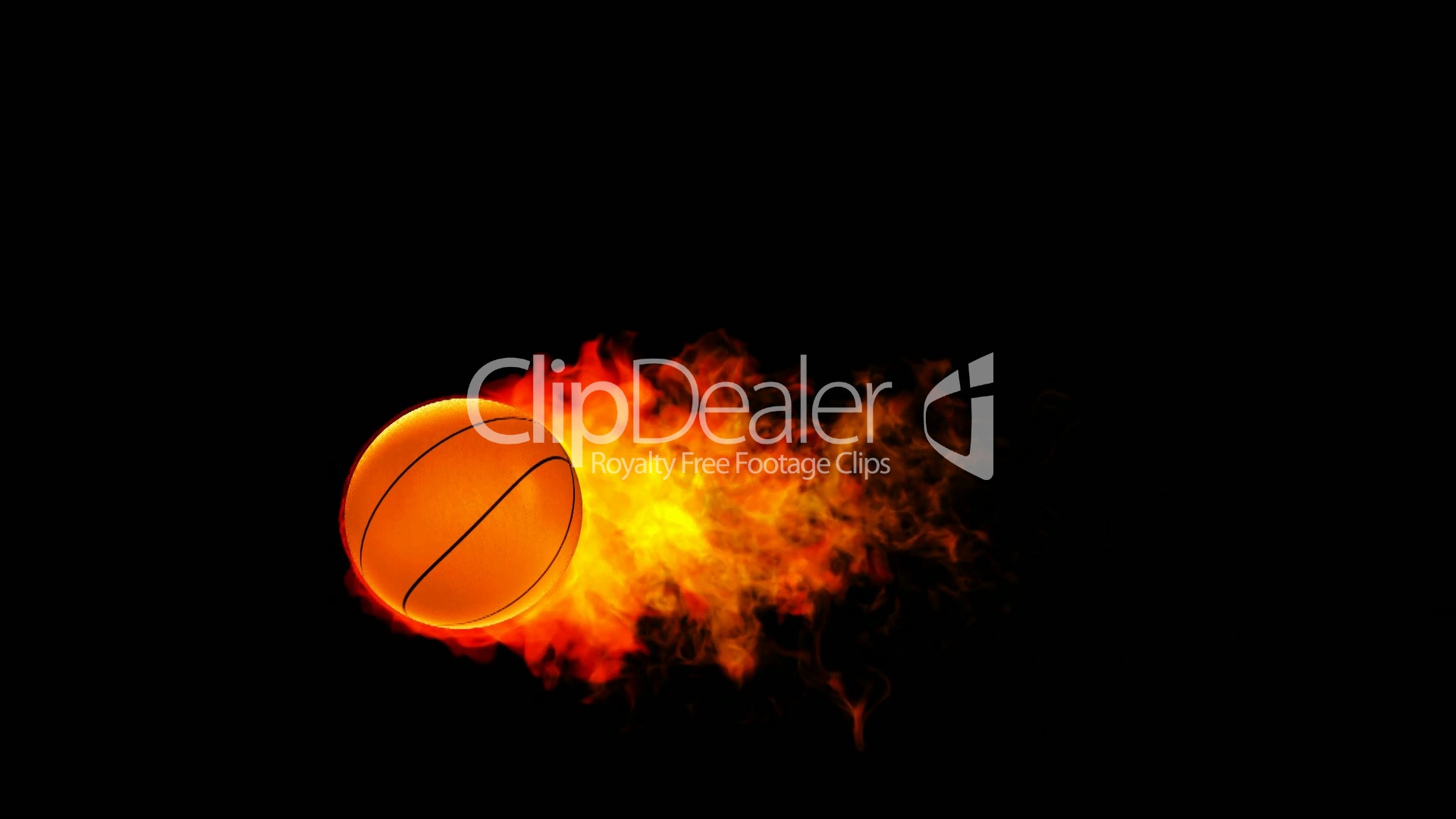 Basketball fireball in flames on black background: Royalty-free video