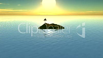 Sonnenuntergang Insel Zeitraffer, CG Render