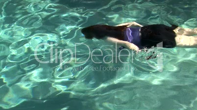 Woman Swimming in a Pool