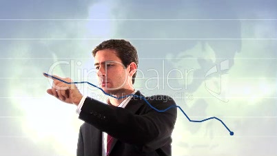 Stock Footage of Businessman showing upward Graph