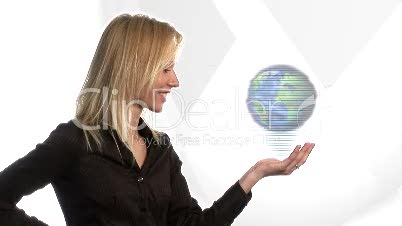 Woman Looking at Globe