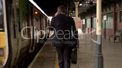 Business man at Train station