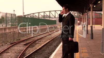 Man waiting for train