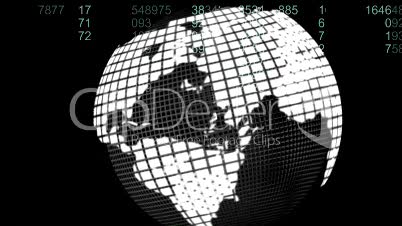 Matrix style animation behind a Globe