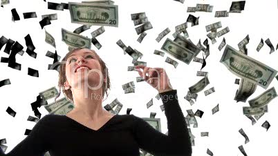Businesswoman catching Dollars