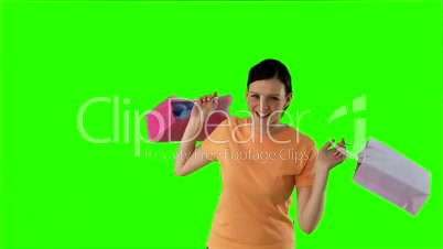 Chromakey woman with shopping