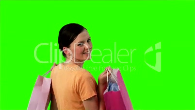 Green Screen Footage of a woman with shopping