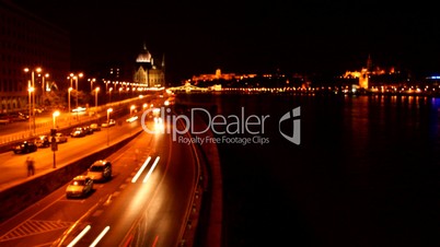 Night traffic in Budapest