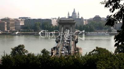 Traffic over Budapest bridge