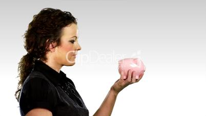 Woman with a piggy bank