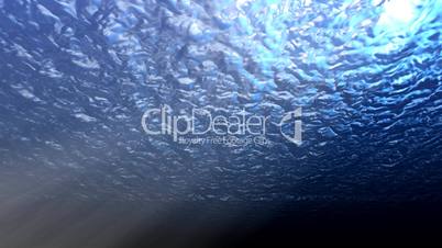 HD underwater 3d render looking up to ocean