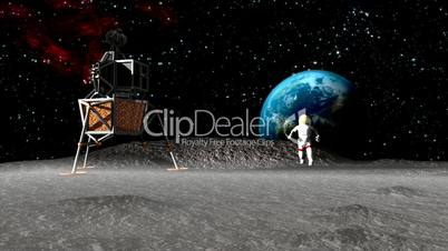 Astronaut hopping across moon HD1080