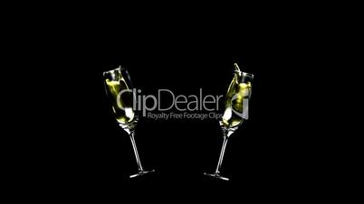 Champagne glasses toasting with Alpha Channel HD1080