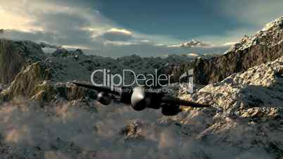 Fighter Jet in Mountains