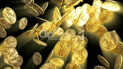 Gold Coins Falling with Shine HD1080