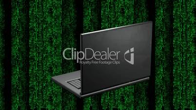 Laptop revolving with Binary Code HD1080