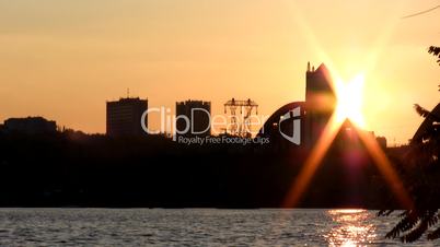 City on a sunset. Time lapse.