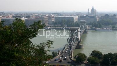 Heavy traffic in Budapest Bridge