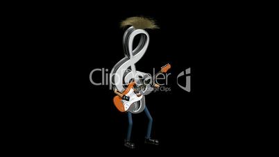 Music Note Playing Guitar with Alpah Channel HD1080