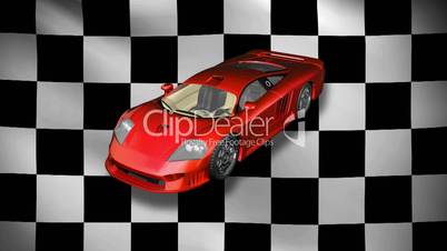 Sports Car with Checkered Flag HD1080