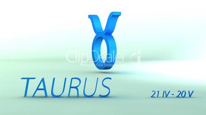 3d rotating taurus zodiacal symbol, loopable