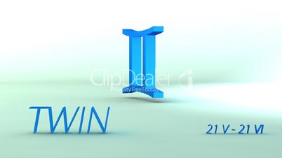3d rotating twin zodiacal symbol, loopable