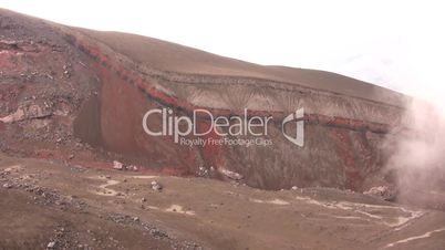 Red strata on the slopes of Cotopaxi Volcano