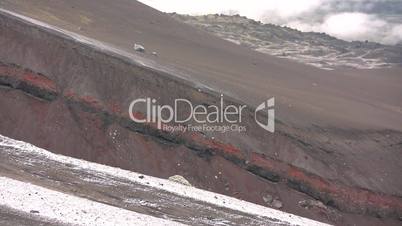 Red strata on the slopes of Cotopaxi Volcano