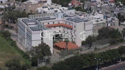 Buildings with solar panels on the roof for water heating