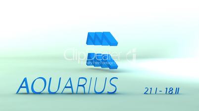 3d rotating aquarius zodiac symbol, loopable