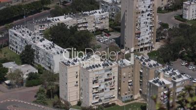 Buildings with solar panels on the roof for water heating