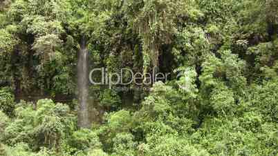 Pan to a cloudforest waterfall