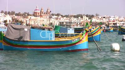 Fischer Boote in Marsaxlokk auf Malta