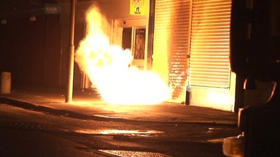 Slow motion Underground electrical fire