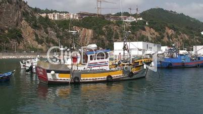 Colorful fishing boats in the port