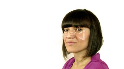 young woman blowing a kiss with animated heartshapes 3d