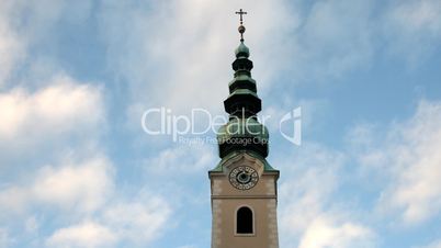 Church tower in Austria. Time lapse.