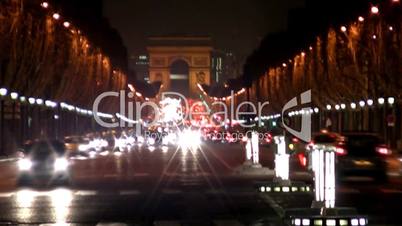 Champs-elysees at night, Paris. time lapse.