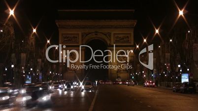 Arch de Triomphe, Paris. Time lpase at night.
