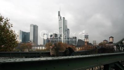 Frankfurt skyline. Time lapse.