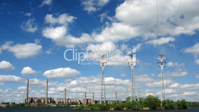time lapse power station and clouds.