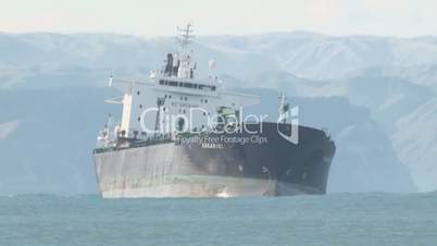 Timelapse of an Oil tanker in a big sea swell