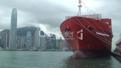 Huge container ship in Hong Kong
