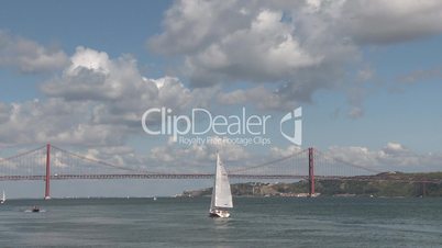 Sailing in Tagus river in Lisbon