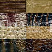 collage of leathers texture.