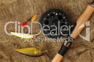 fishing rod with accessories