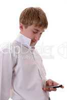 young businessman on white background.