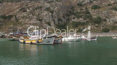 Colorful fishing boats in the port