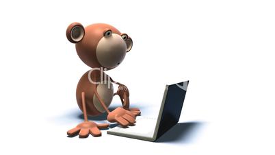 Affe vor Laptop