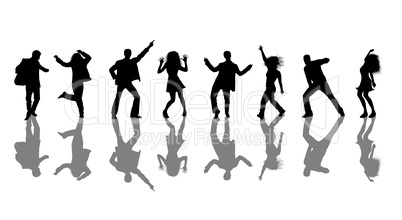 Silhouetten von tanzenden Menschen